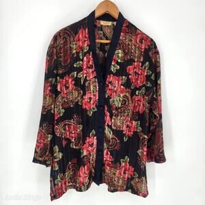 Victoria’s Secret Floral Paisley Pajama Top Black Multi Women’s Size: Medium